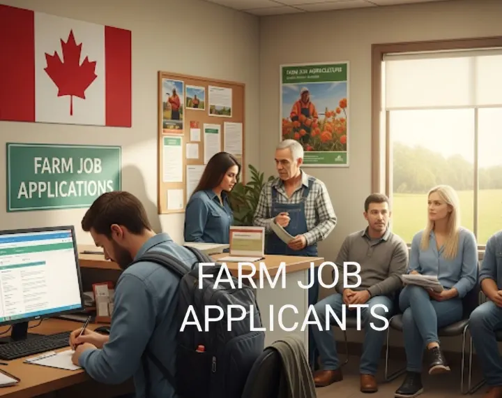farm jobs in Canada and applicant in office