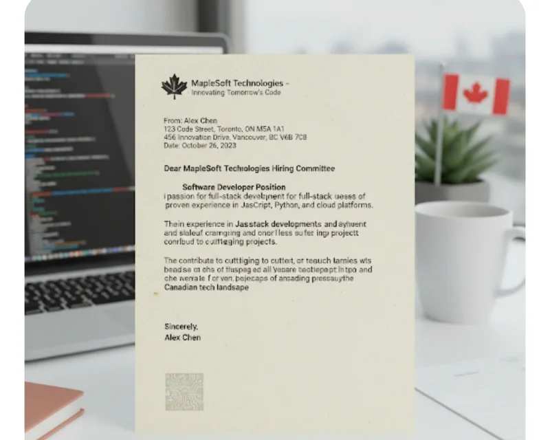 Software Developer Job application letter